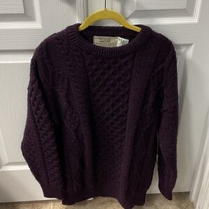 Aran Irish Sweater-size M-beautiful deep eggplant/purple